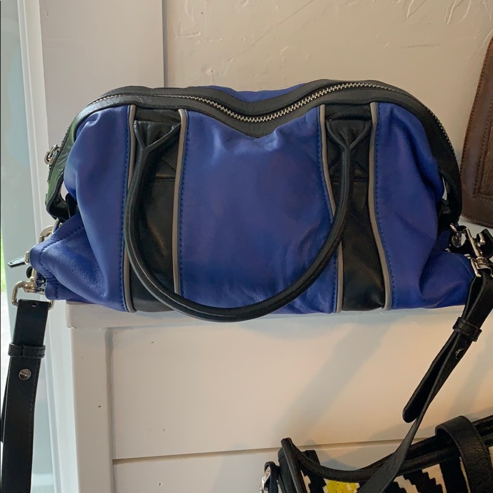L.A.M.B. Blue and black leather Crossbody NWT